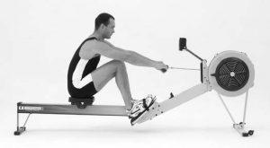 The Drive of the rowing stroke.