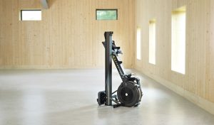Concept2 RowErg® (Model D) indoor rower is toolfree disassembled for easy storage.